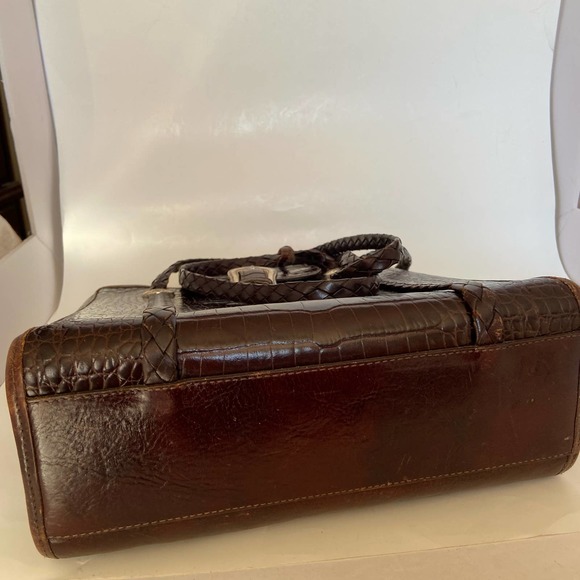 Brighton Purse Bag Genuine Leather Purse Bag Shoulder Moc Croc w/ Key Ring - Picture 4 of 9